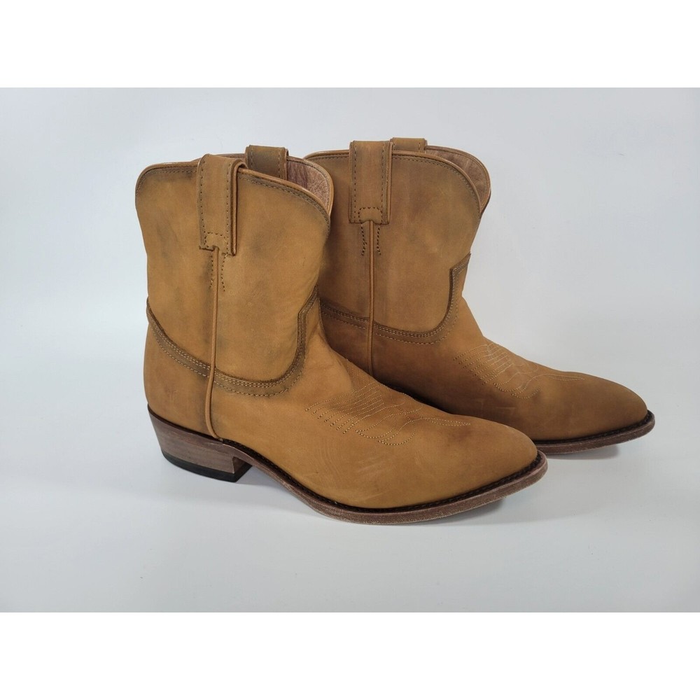 Frye Boots Billy Short Cognac Cowgirl Western Brown Leather Size 9 B
